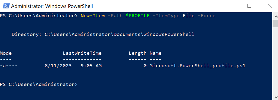 Create Default Profile