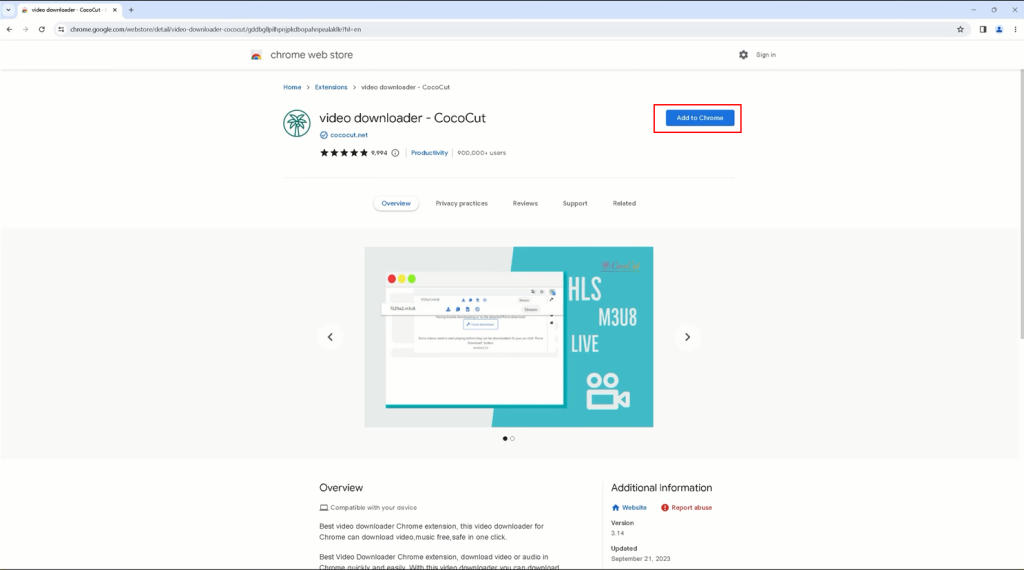 Add to chrome button.
