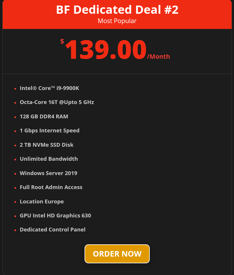 Black Friday VPS/ Dedicated