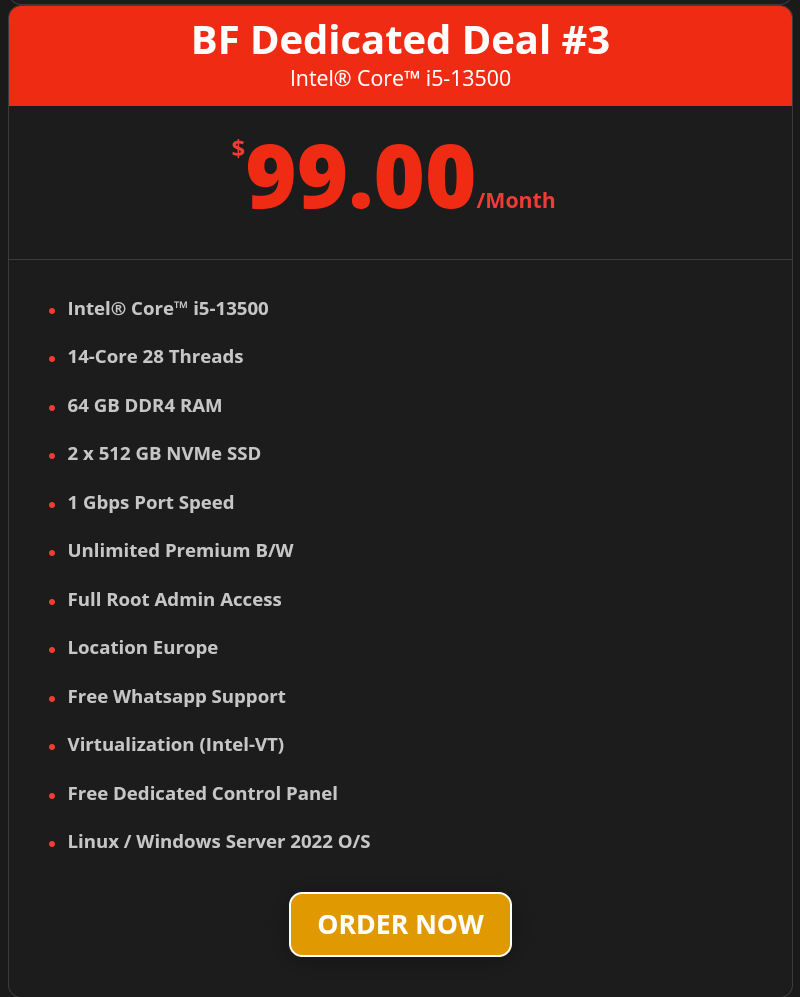 Black Friday VPS/ Dedicated