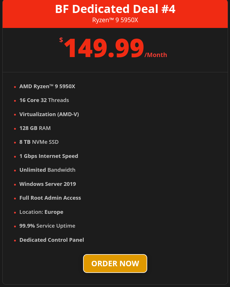 Black Friday VPS/ Dedicated